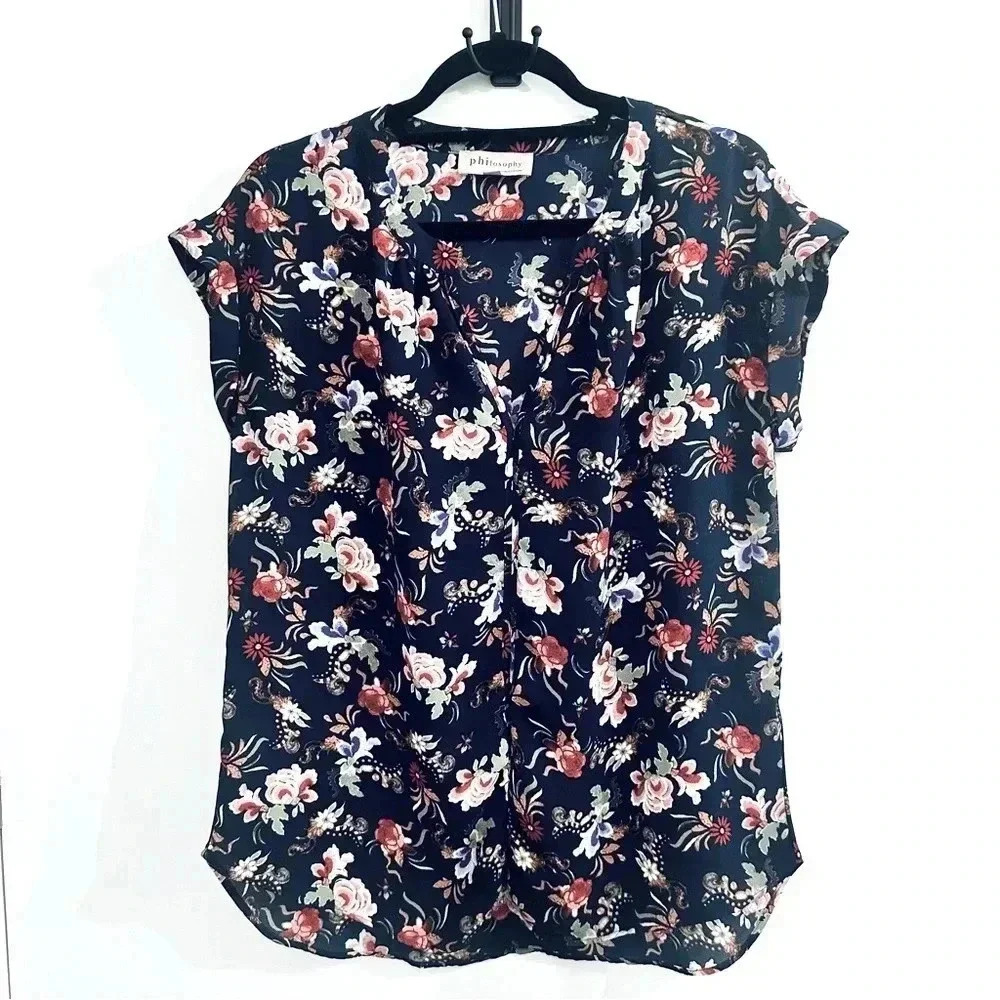 Philosophy Navy Print Blouse - Picture 2 of 4